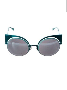 FENDI Teal Round Cat-Eye Women's Sunglasses